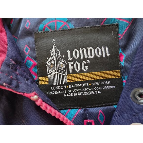 London Fog Womens Medium Burgundy Jacket With Zippered Pockets & Geometric Print - Picture 4 of 8